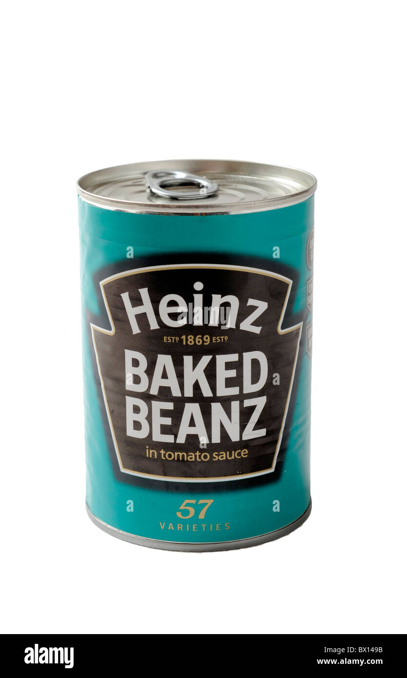 Eine Dose Heinz gebackene Bohnen in Tomatensauce Stockfoto