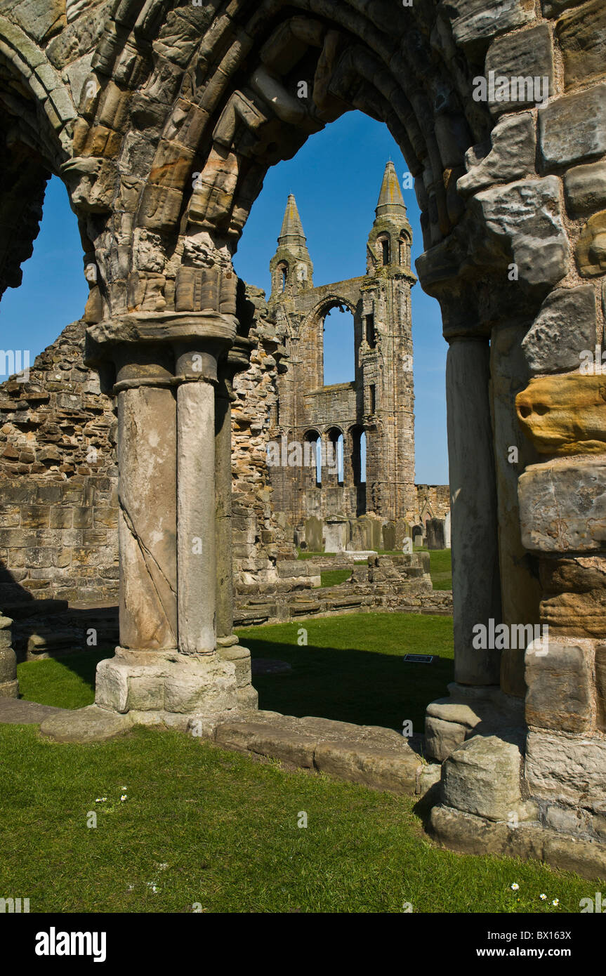 dh St Andrews Cathedral ST ANDREWS FIFE East Wall St Andrew Tower und zerstörte Mauer Torbogen schottland Ruinen Stockfoto