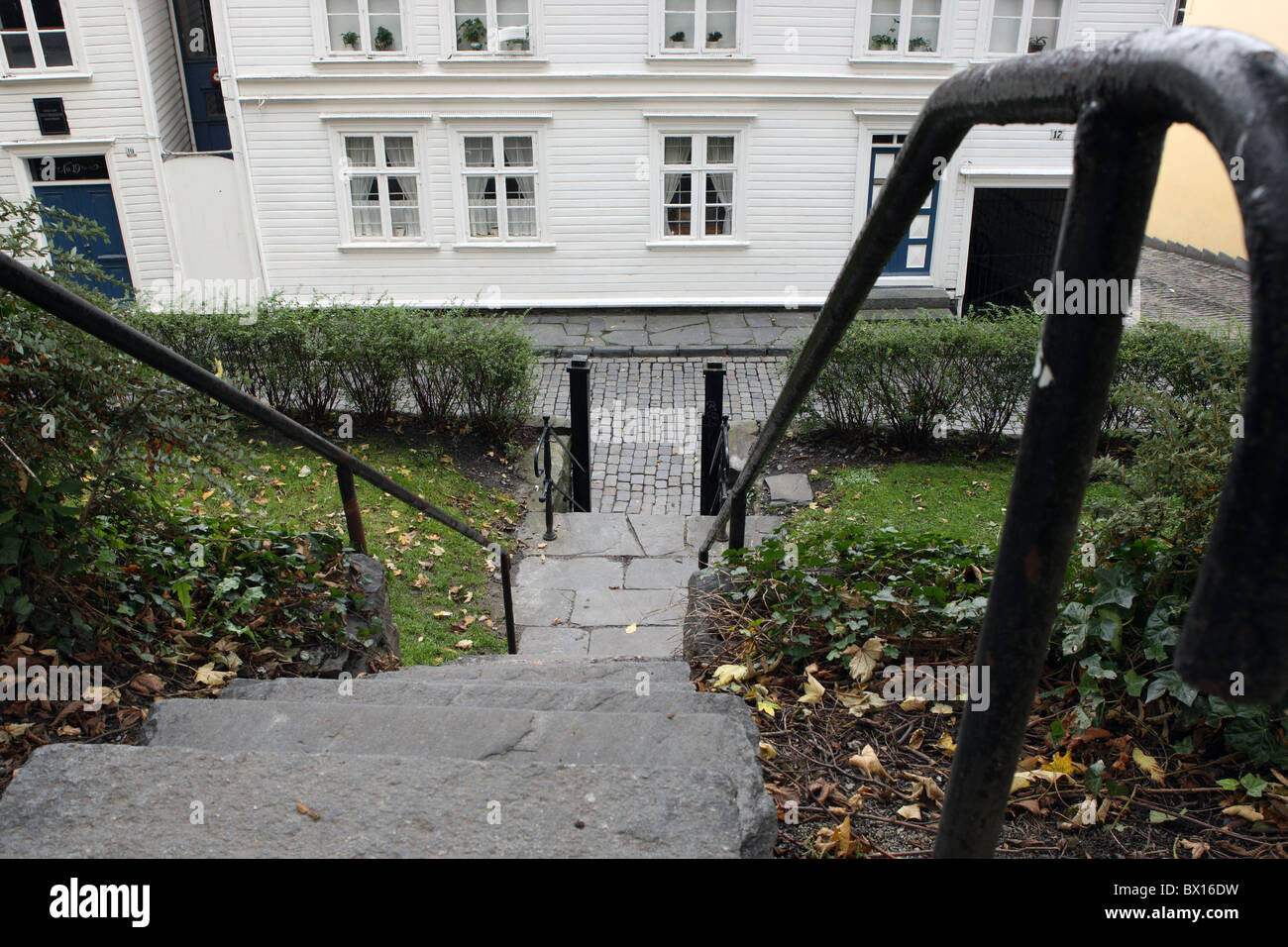 Stein-Treppe Altstadt von Stavanger Stockfoto