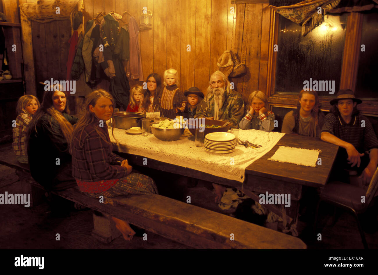 Alaska Abendessen Pilger Familie USA Amerika Vereinigte Staaten Nachkommen Pilgerväter einfach essen Stockfoto