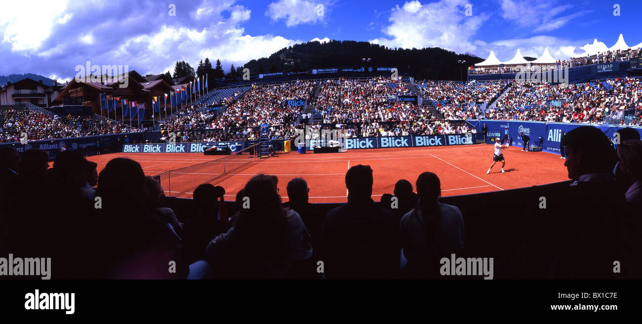 Bern Bern Kanton Gstaad Rennsport Zuschauer Sport Schweiz Europa erstklassige Tennisturnier Stockfoto