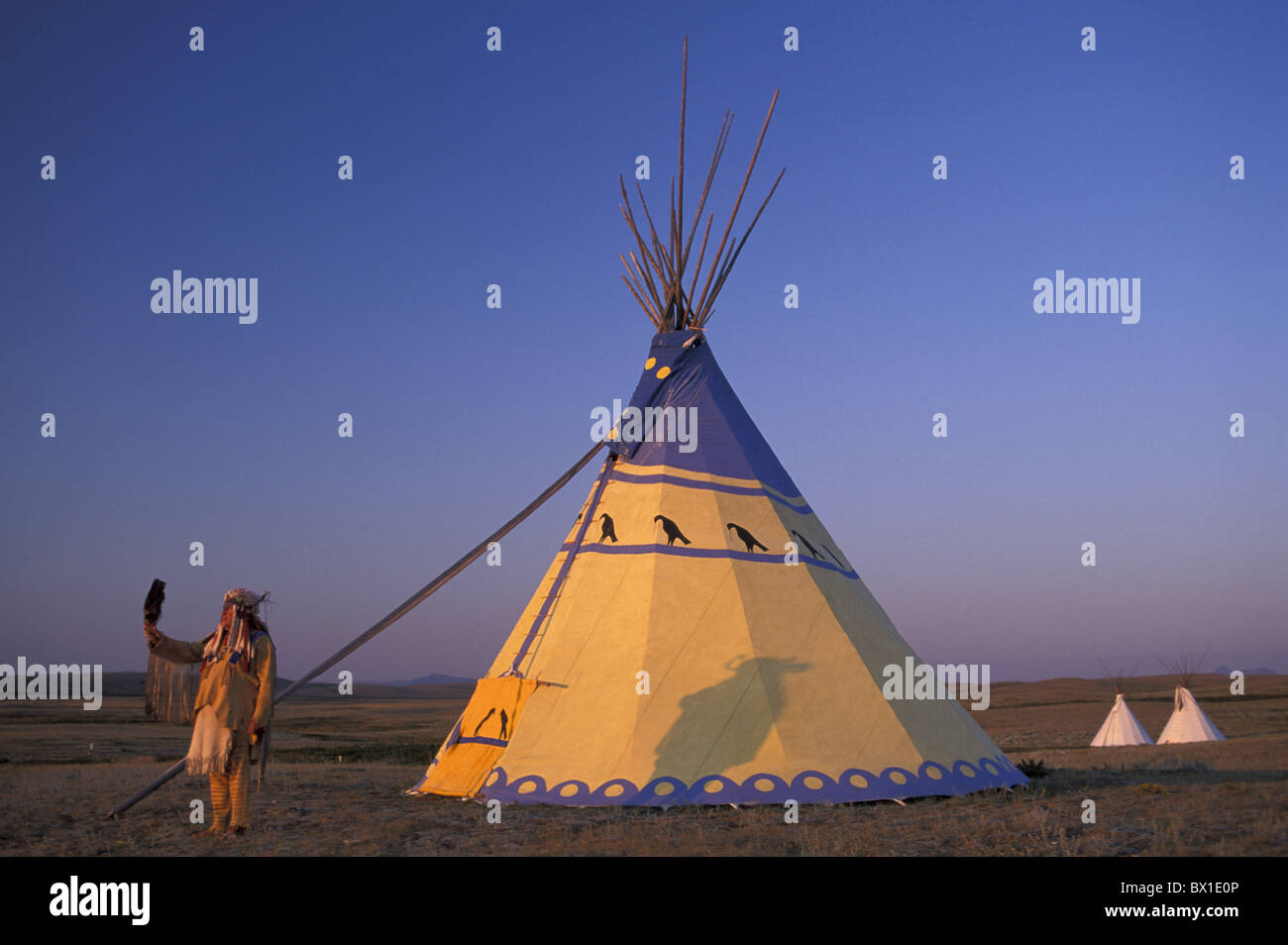 Blackfeet Indian Reservation Browning Darrell Norman Zelt Indianer Tipi Montana USA Amerika United S Stockfoto