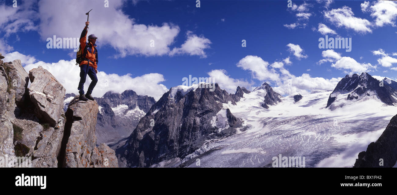 Bergsteigen-Gipfel Panorama Aussicht Landschaft Landschaft Sport Caband Vignetten montieren Collon Kanton Wallis Sw Stockfoto