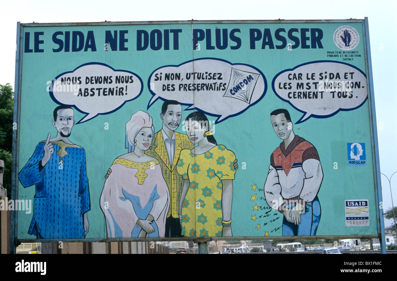 Afrika-Anti-AIDS Kampagne Bildungsausschusses Dakar Beispiel Abbildung Senegal Zeichen Stockfoto