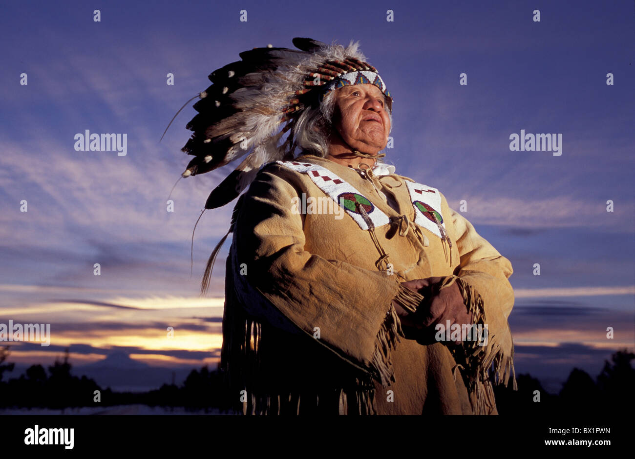 Chief Delvis Heide Oregon USA Amerika Vereinigte Staaten Warm Springs Indian Reservation Warm Springs Stamm Mann N Stockfoto