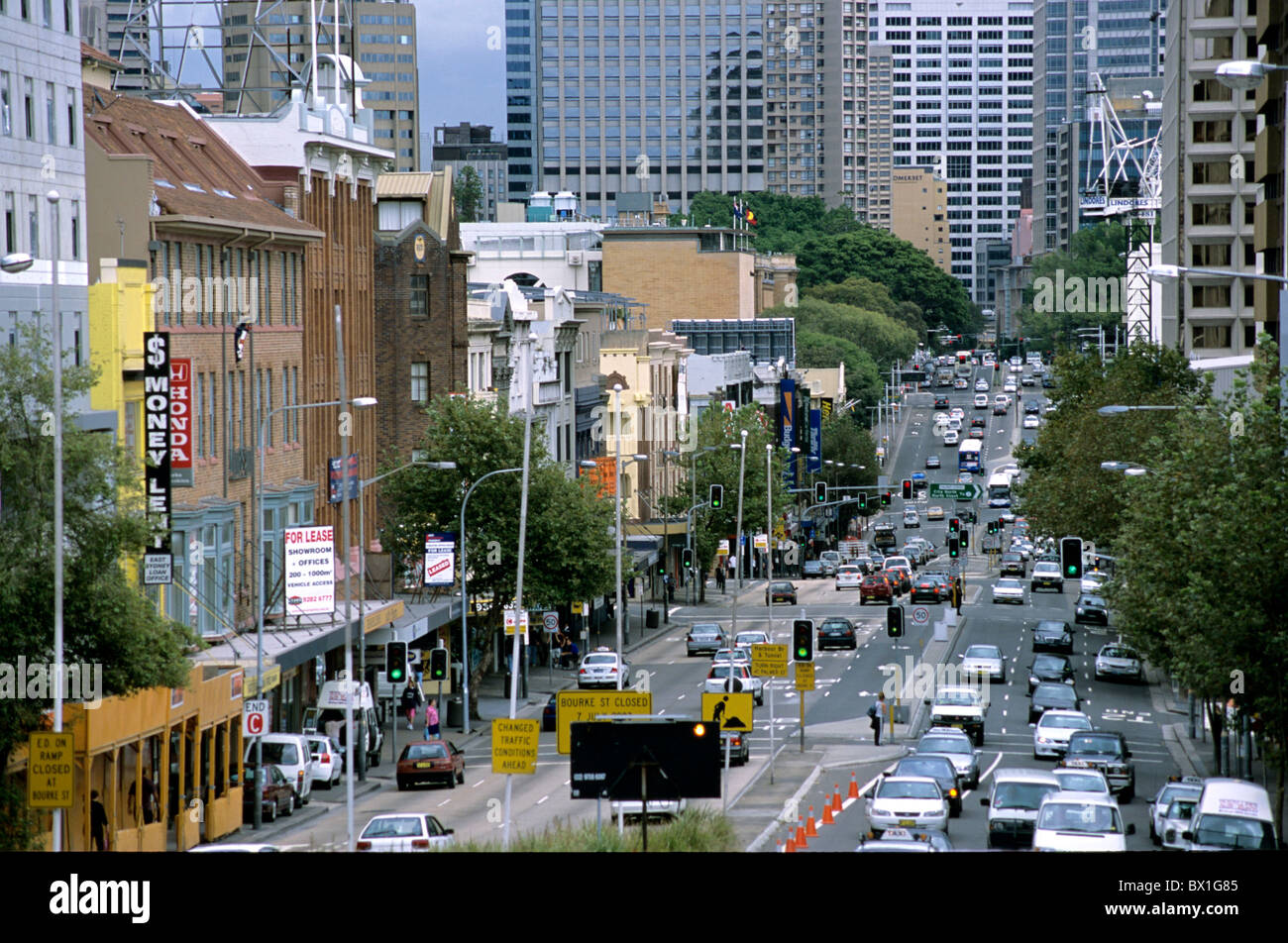 Australien-Stadt-Kings cross Viertel New South Wales street Sydney Stadtverkehr William Street Stockfoto