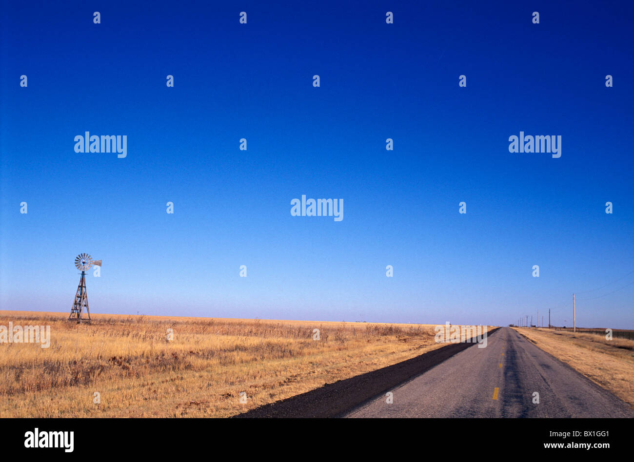 Route 66 Landschaft Prairie in der Nähe von Amarillo Texas USA Amerika Vereinigte Staaten Stockfoto