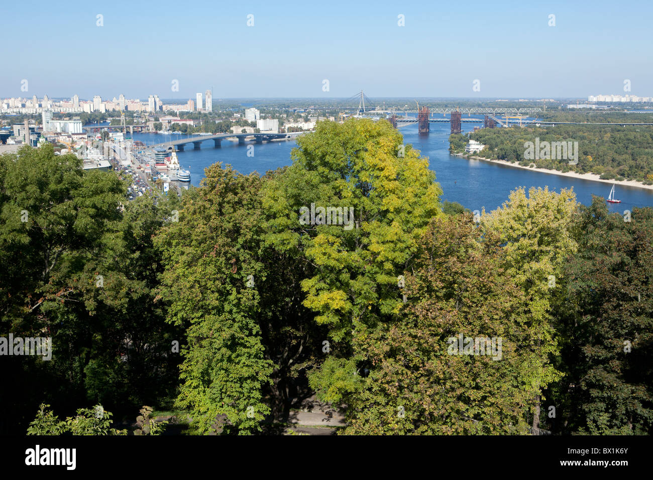 Panoramablick über den Dnjepr in der Nähe von Kiew, Ukraine Stockfoto