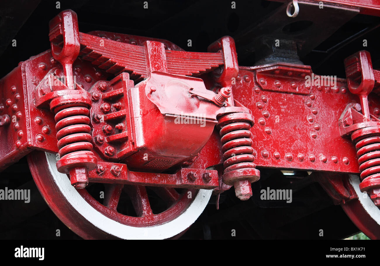 Nahaufnahme Detail Oldtimer Dampflok Lok Räder Stockfoto