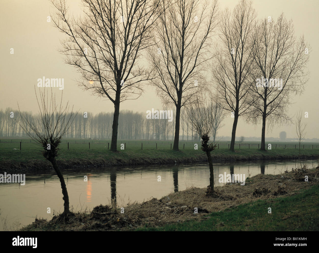 Deutschland Europa Abend Naturpark Maas Schwalm Nette Nordrhein-Westfalen Fluss Landschaft Landschaft smok Stockfoto