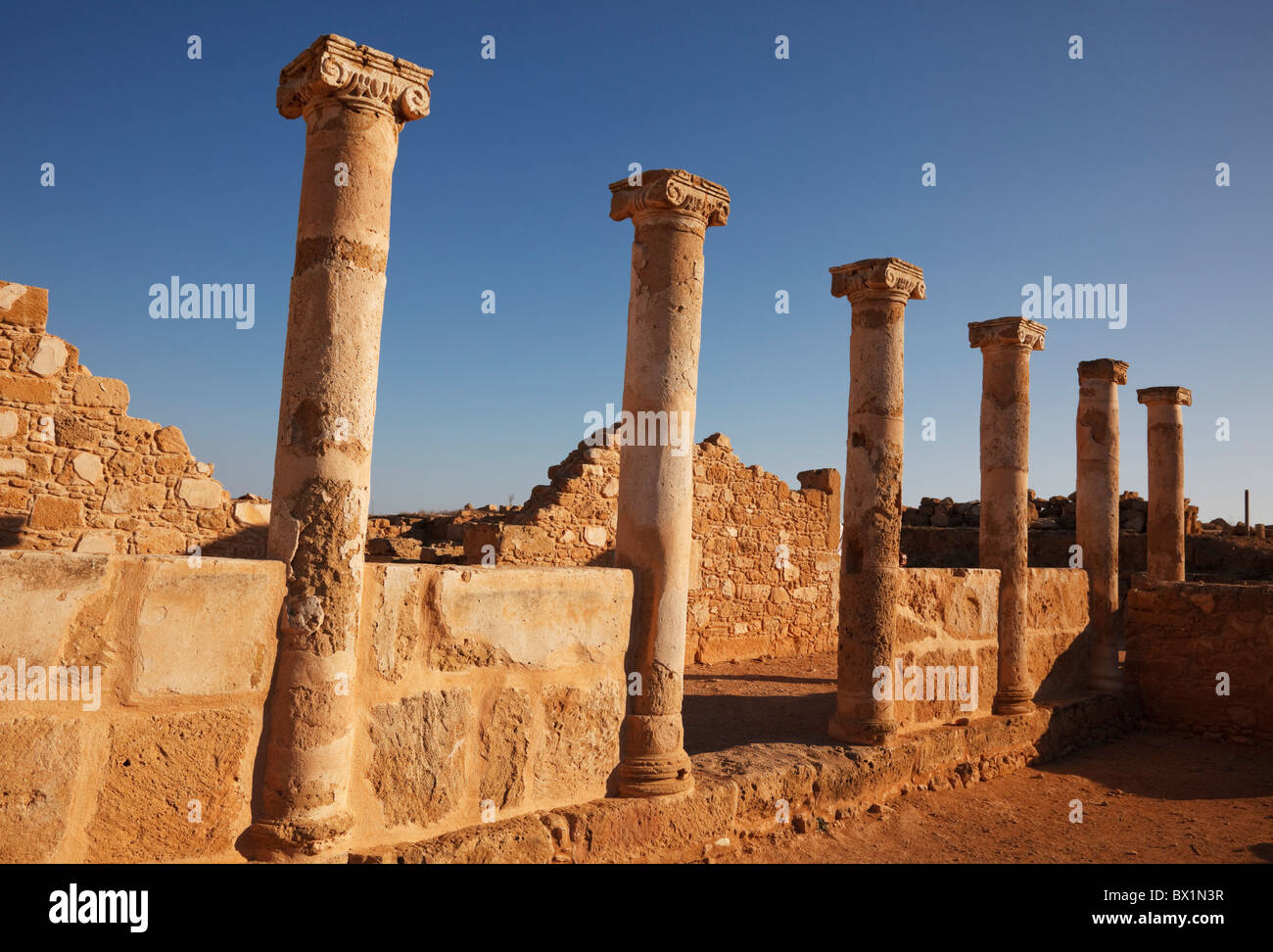 Römische Säulen, Ruinen von Paphos Stockfoto