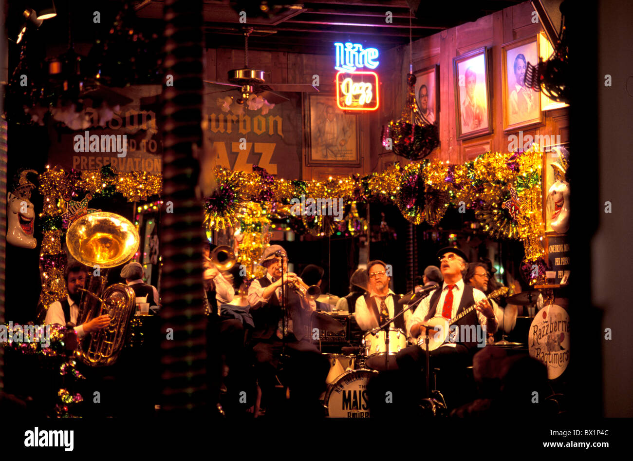 Dixieland-Unterhaltung beenden French Quarter in jazz jazz Club Louisiana Musik Musiker New Orleans nicht Stockfoto