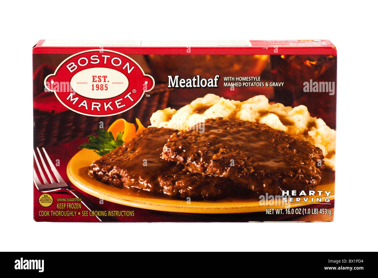 Boston Market Hackbraten und Kartoffelpüree gefrorenen Fertiggerichte, USA Stockfoto