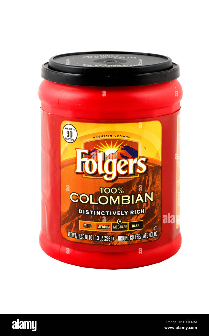 Packung mit Folgers kolumbianischen gemahlener Kaffee, USA Stockfoto