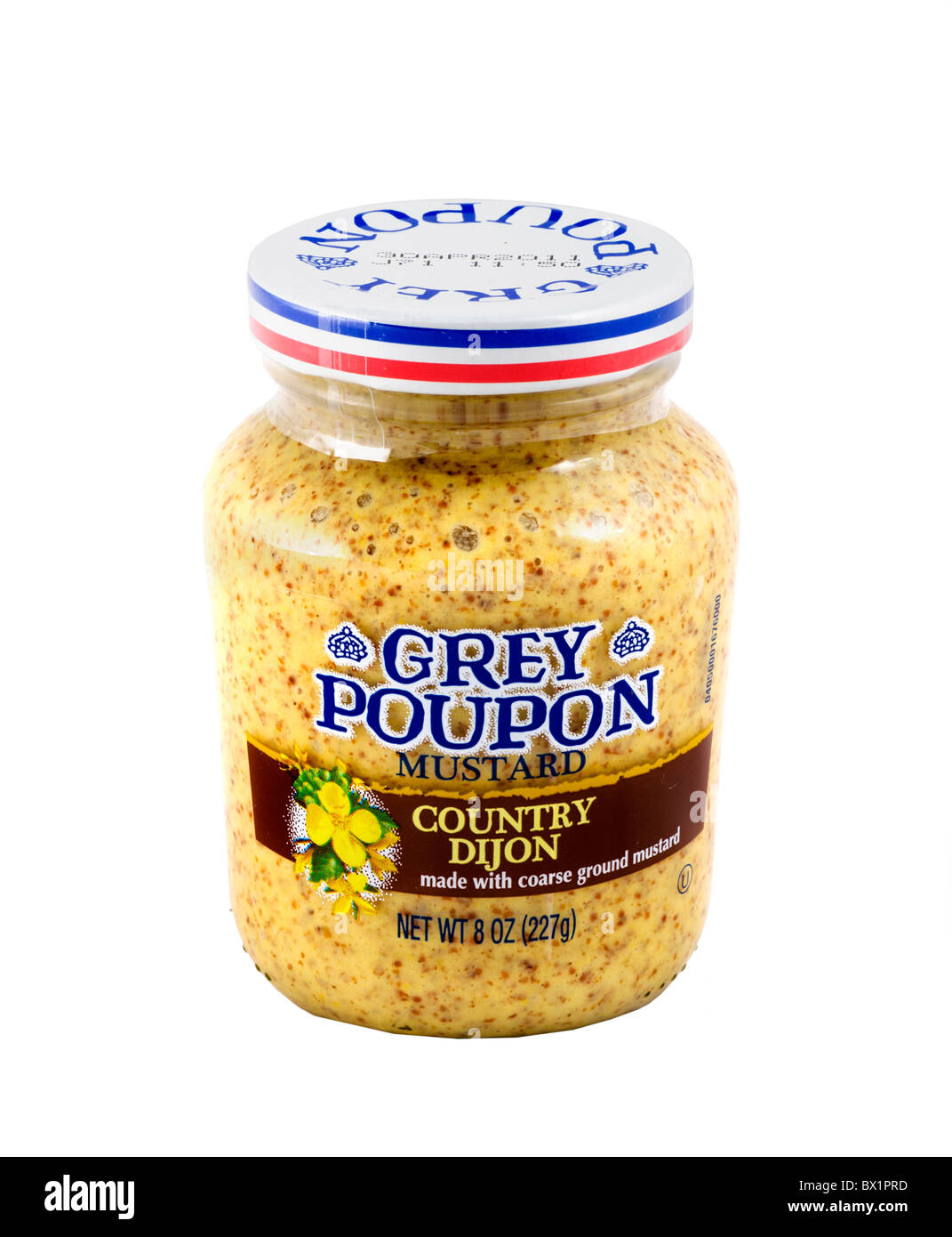 Jar-grauer Poupon Land Dijon Senf, USA Stockfoto