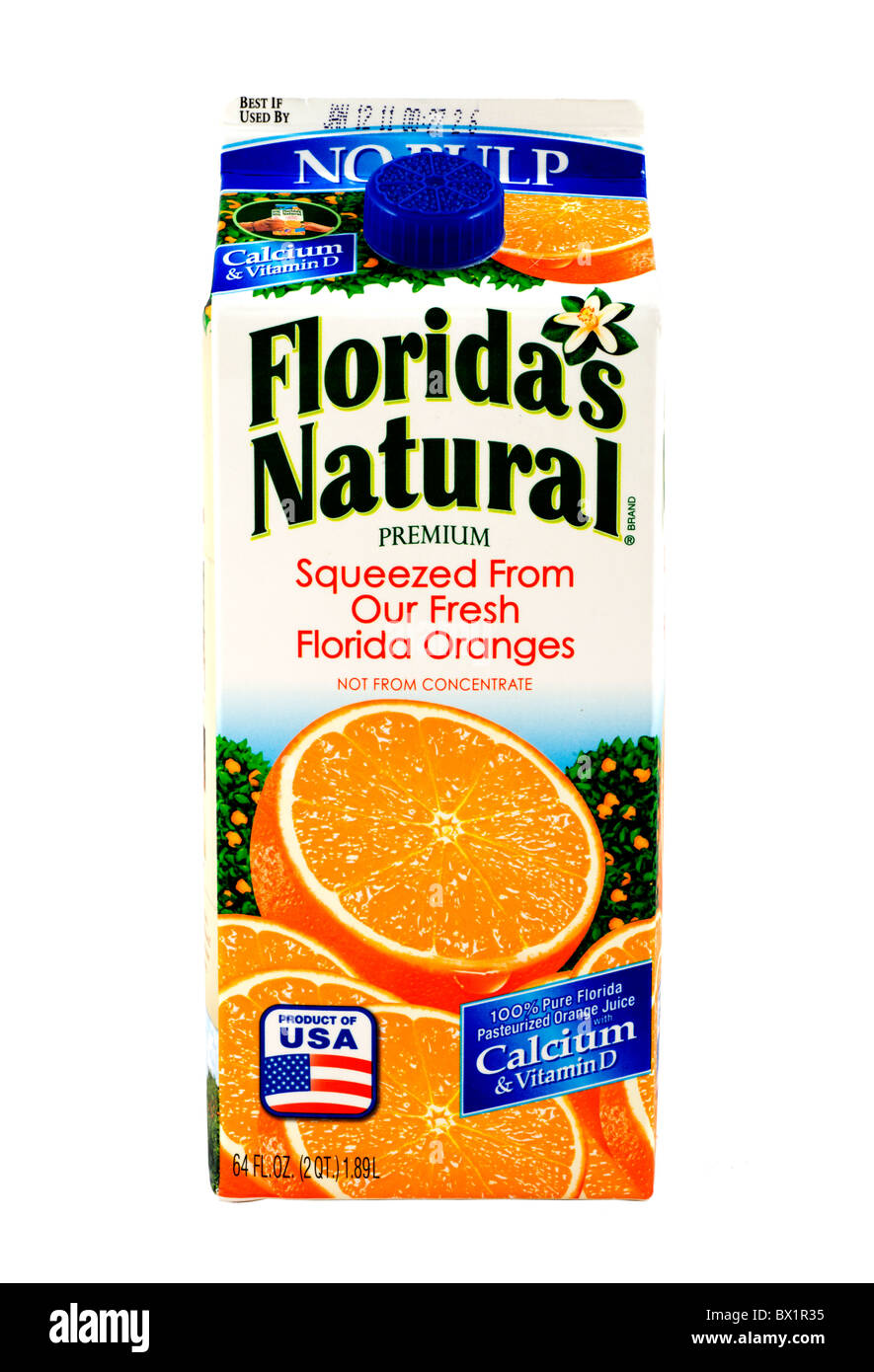 Karton Floridas natürliche Orange Juice, Florida, USA Stockfoto