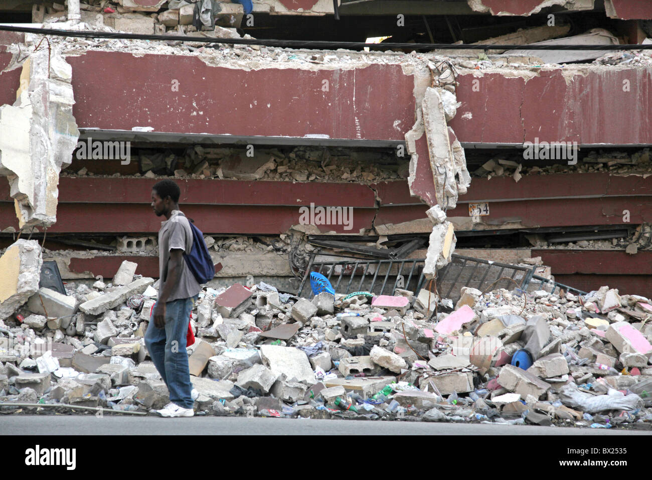 Erdbebenschäden, Port au Prince, Haiti Stockfoto