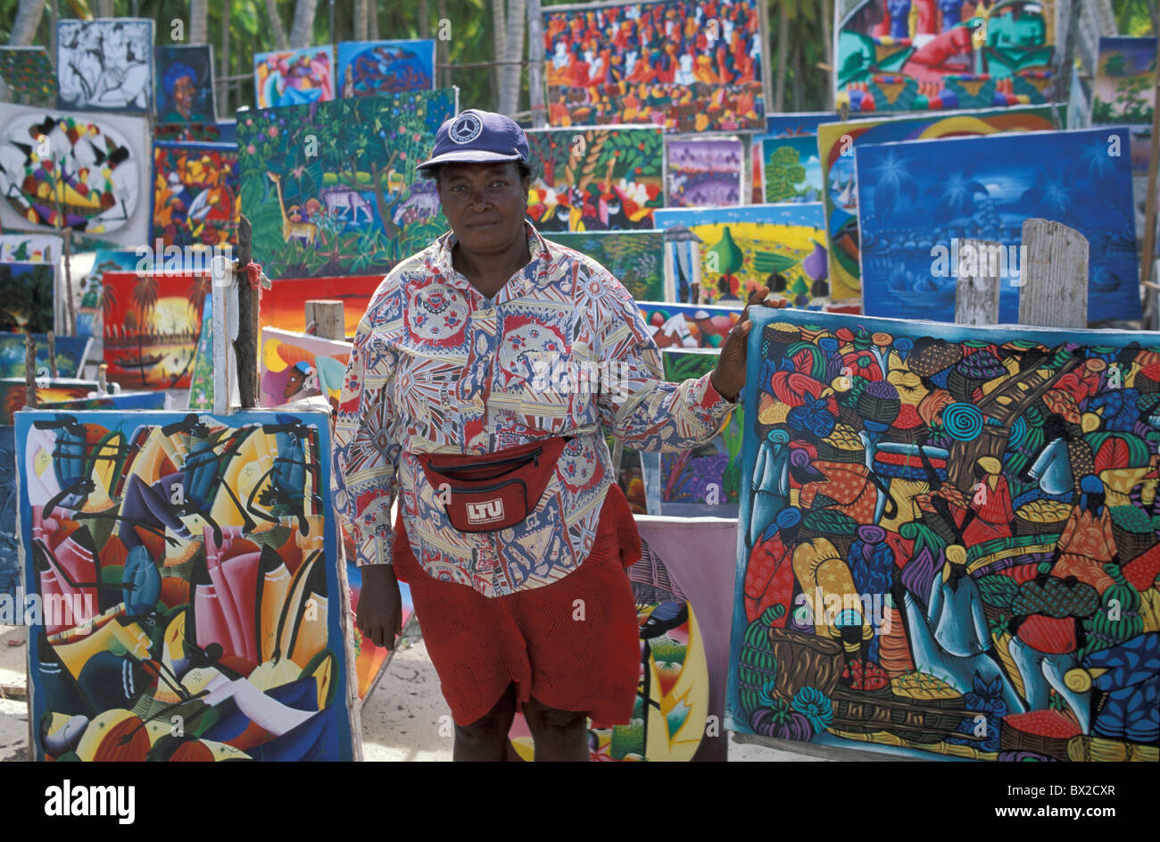 Verkauf Bilder Kunst Fertigkeit Malerei Punta Cana Dominikanische Republik Karibik Stockfoto