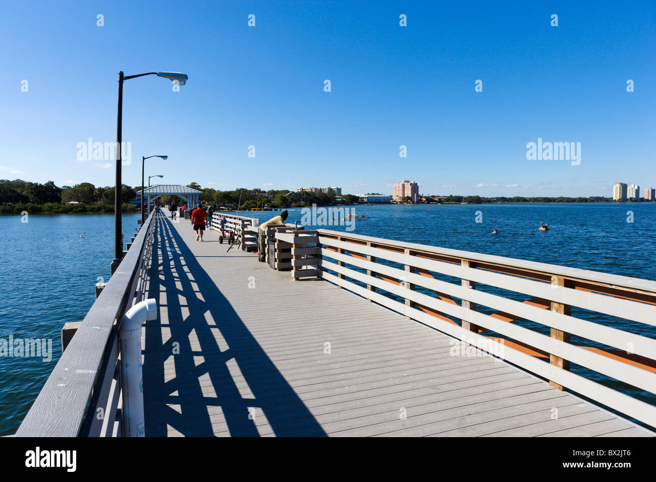 Die Fishing Pier an Ballast Point Park, Interbay Halbinsel, Tampa, Tampa Bay, Florida, USA Stockfoto