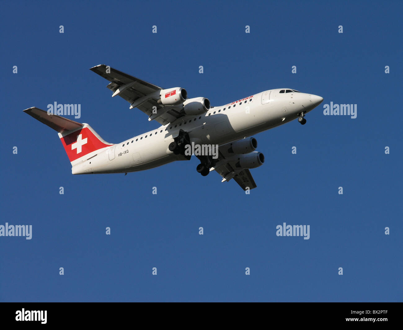 Flugzeug Jet Jet Flugzeug BAe-146 Schweizer Schweiz Europa Himmel Stockfoto