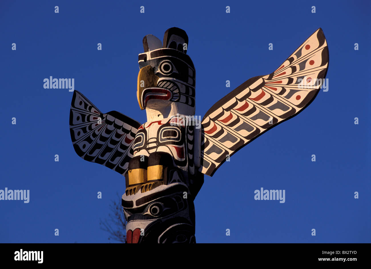 Stanley Totem Vancouver in British Columbia Kanada Amerika Indianer Native Americans Amerika Nordpark Polen Stockfoto