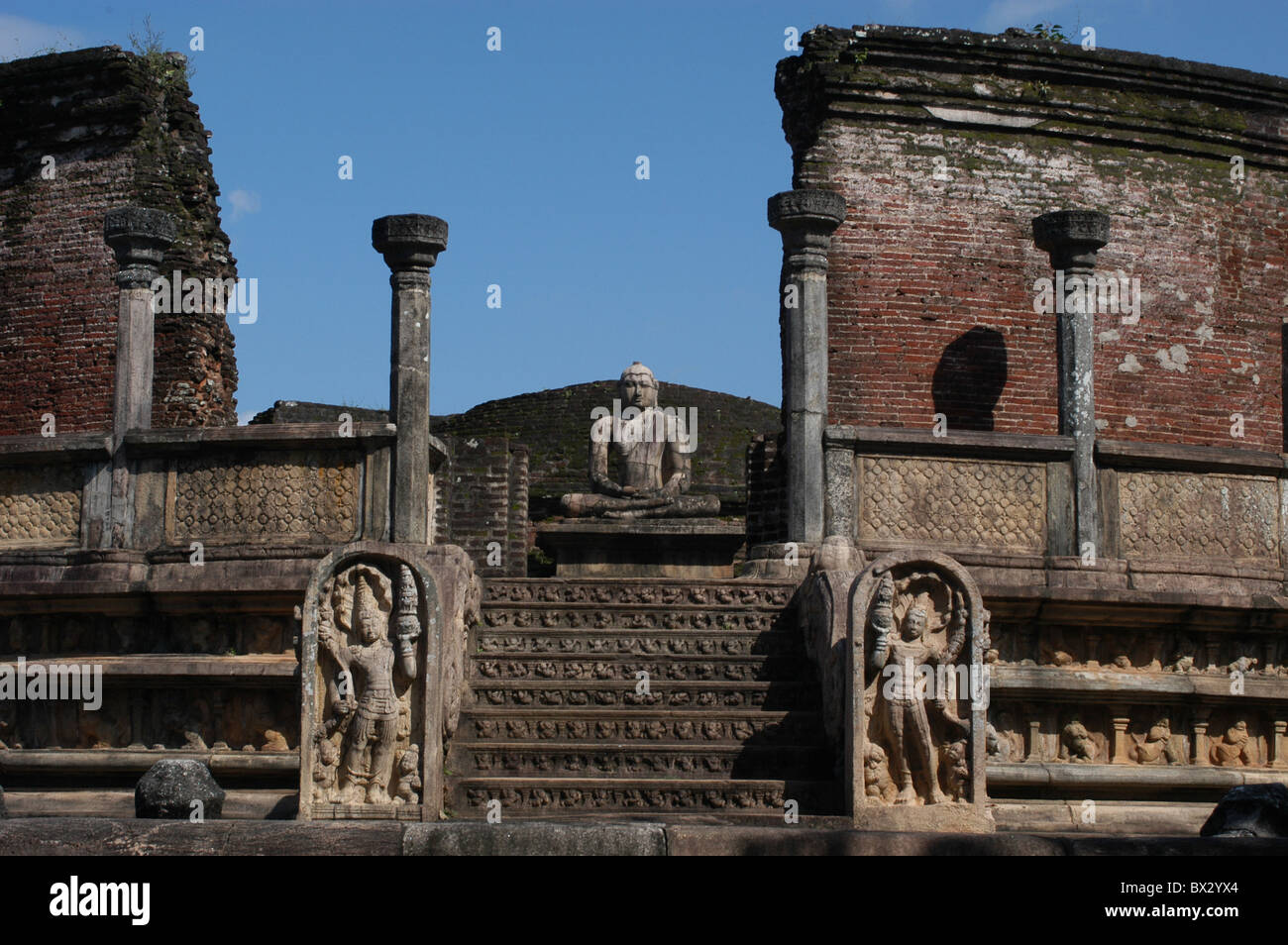 Sri Lanka Asien Polonnaruwa Vatadage Runde Tempel Viereck Tempel Buddha Kultur Ruinen Kulturstätte Buddh Stockfoto