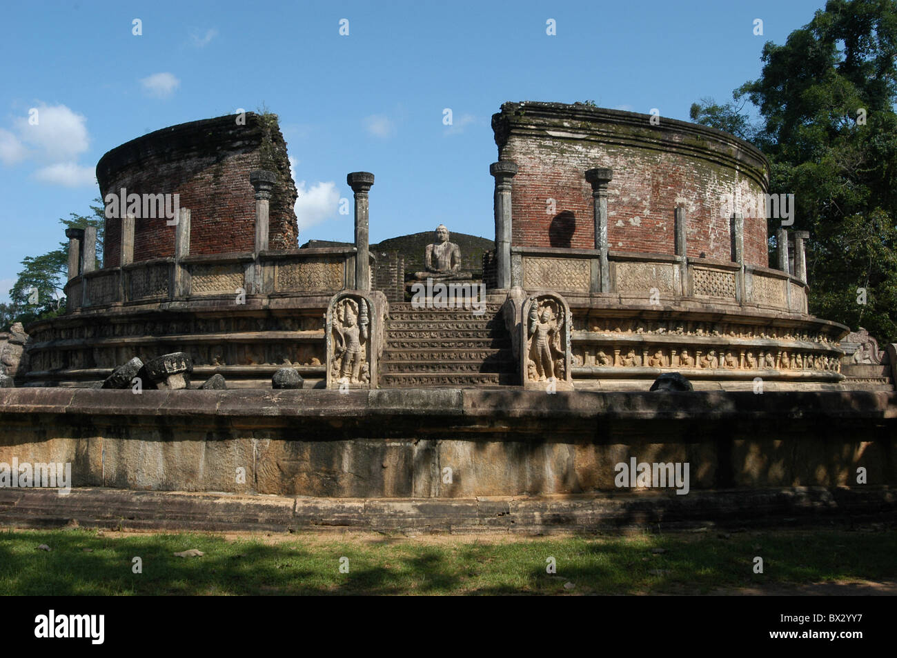 Sri Lanka Asien Polonnaruwa Vatadage Runde Tempel Viereck Tempel Buddha Kultur Ruinen Kulturstätte Buddh Stockfoto