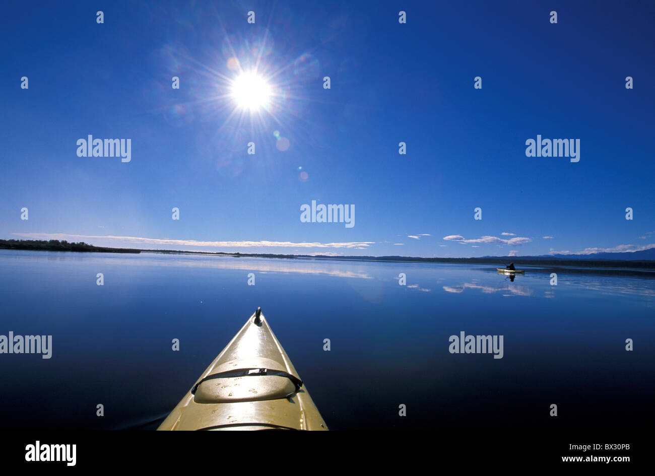 West Coast, Südinsel Kajak Kajak Okarito Lagoon-Neuseeland Stockfoto