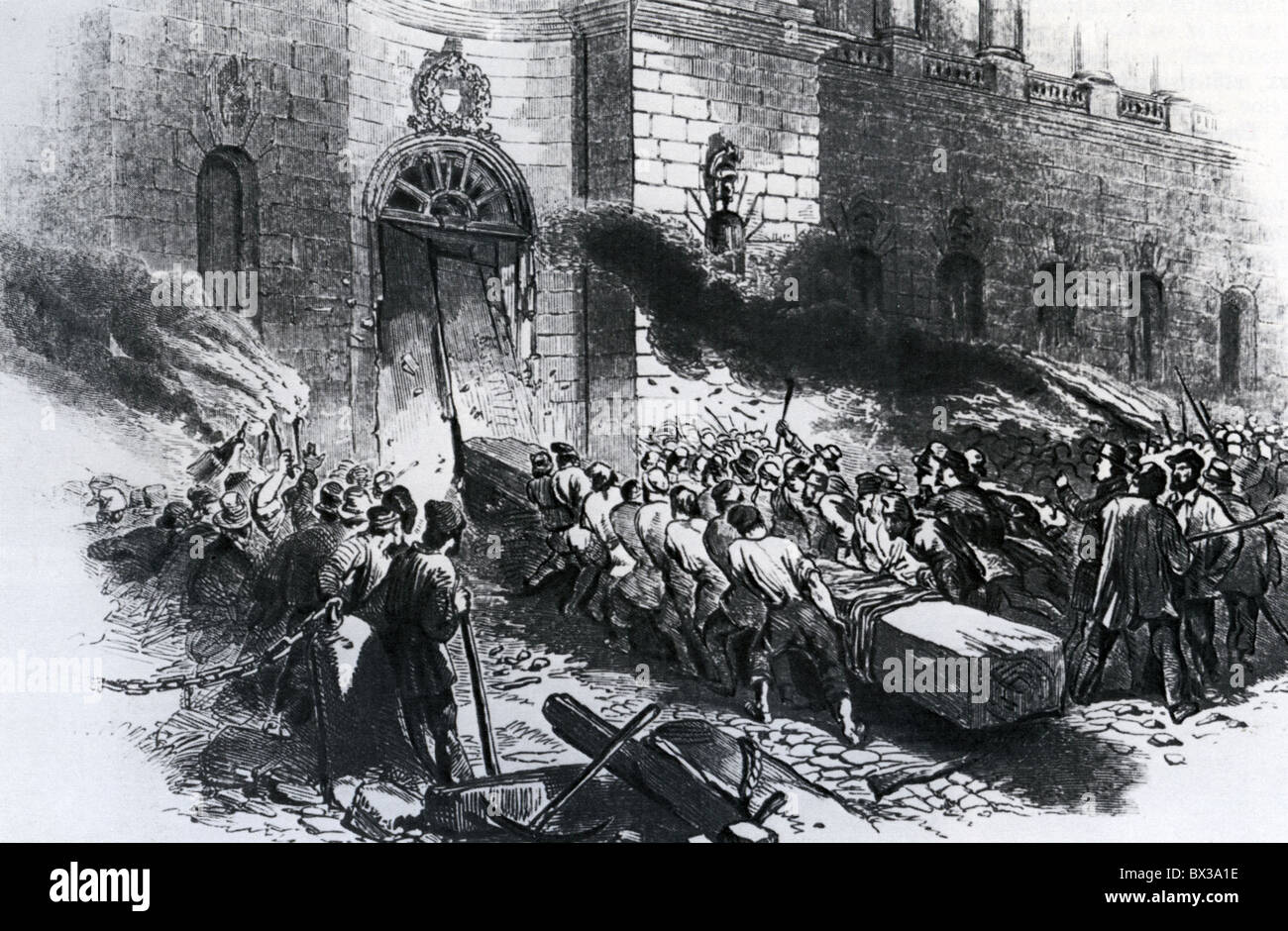 RANDALIERER ANGRIFF AUF DAS BERLINER ZEUGHAUS 14. JUNI 1848 Stockfoto