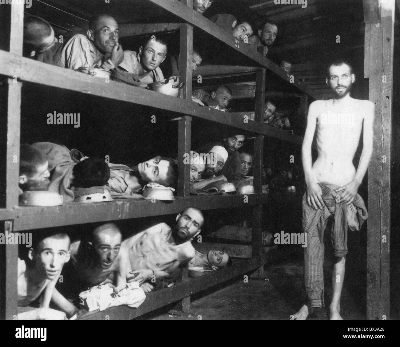 OHRDRUF-Konzentrationslager in der Nähe von Gotha, Deutschland, fotografiert von US-Truppen nach der Befreiung am 4. April 1945 Stockfoto