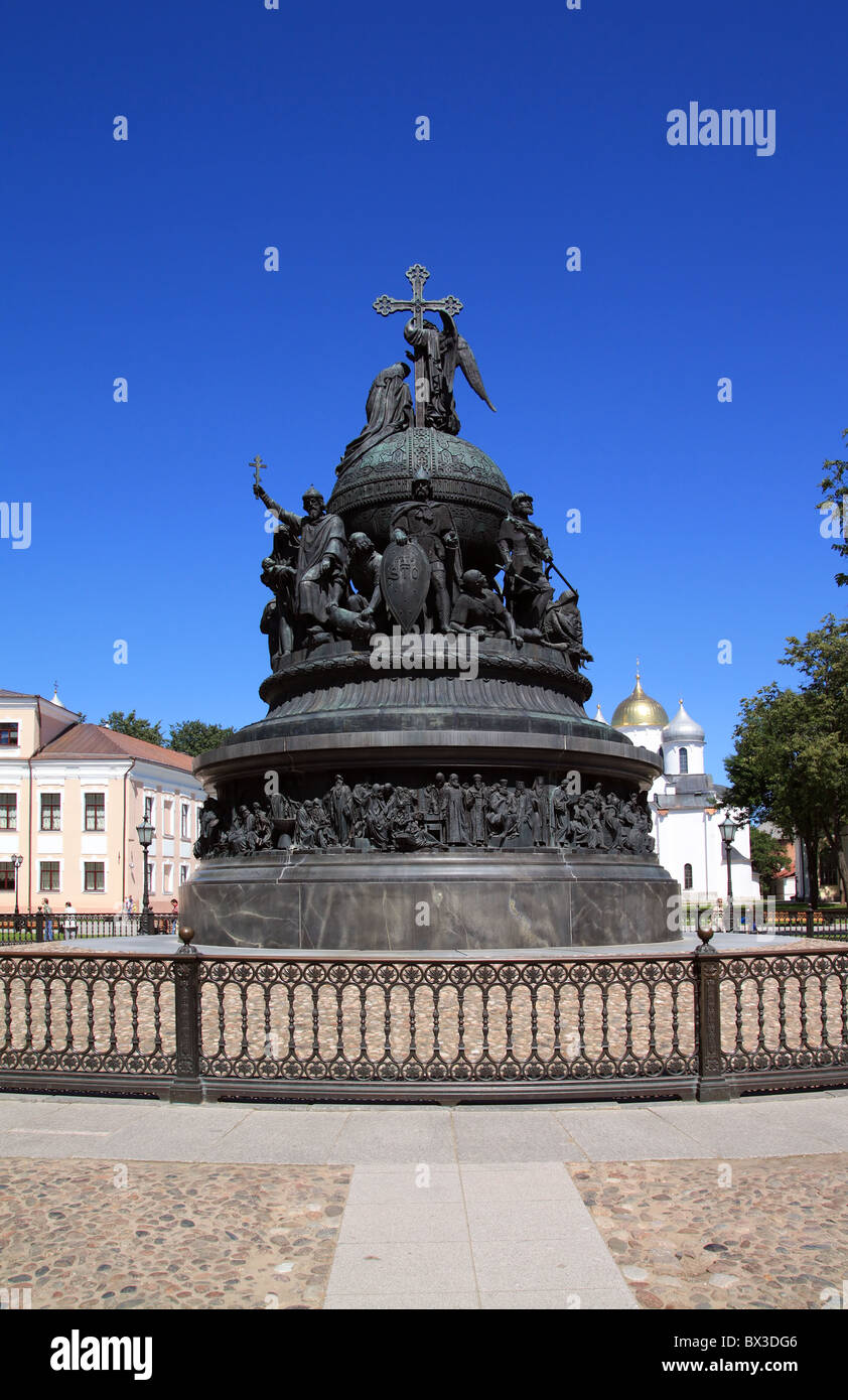 Denkmal des Jahrtausends nach Russland in Groß Nowgorod Stockfoto