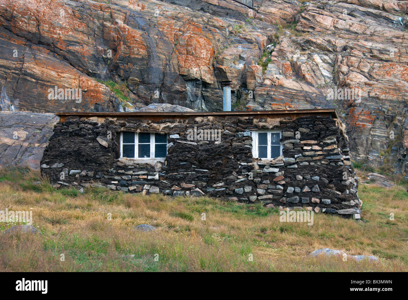 Qarmaq / Qammaq, einem traditionellen Spatenstich Haus im Musée Uummannaq Nord-Grönland, Grönland Stockfoto