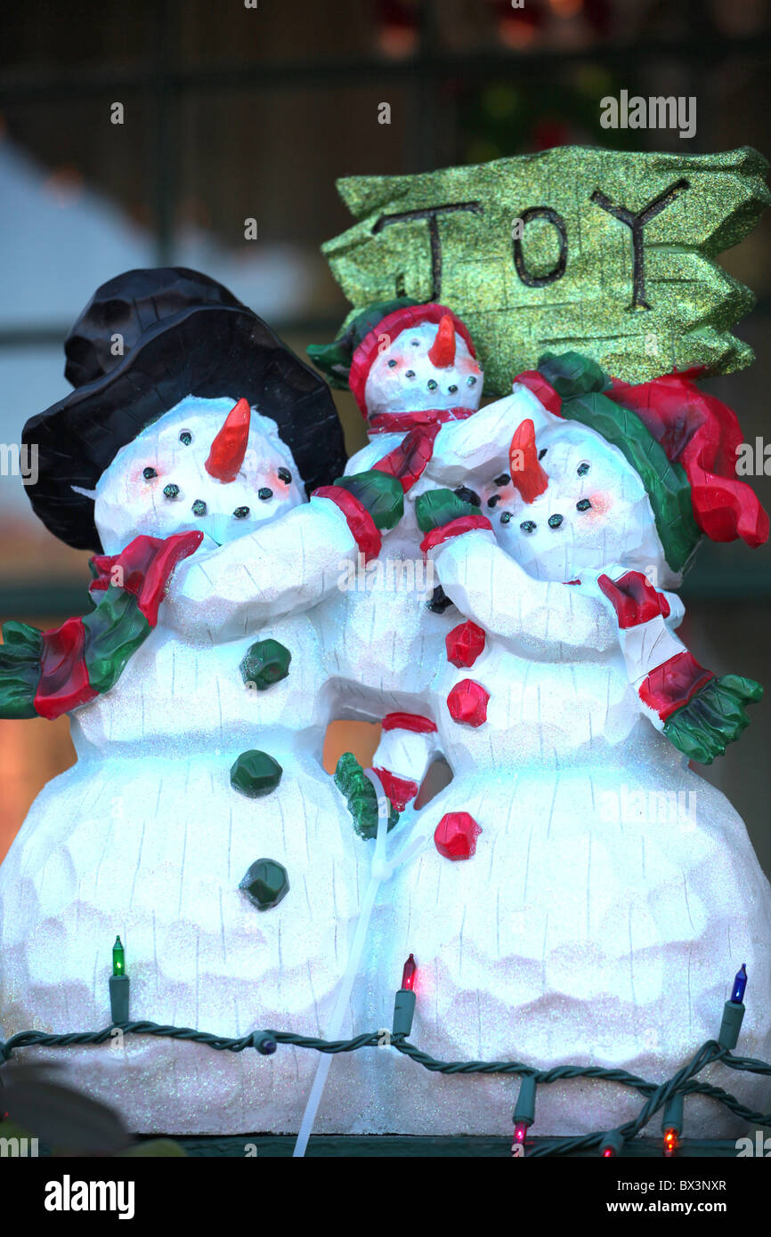 Frosty der Schneemann Ornamente. Stockfoto