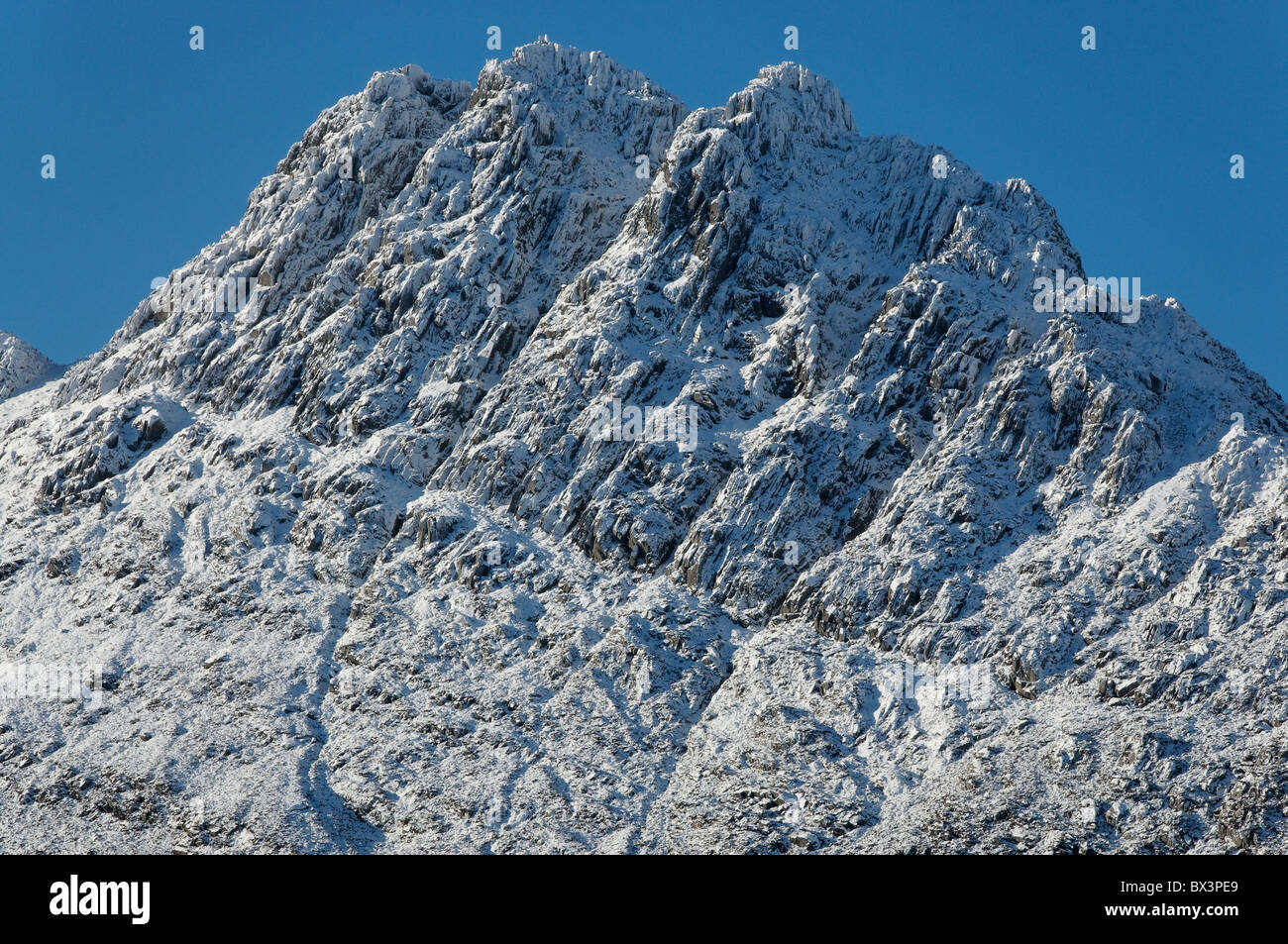 Die Ostwand des Tryfan, Snowdonia, im winter Stockfoto