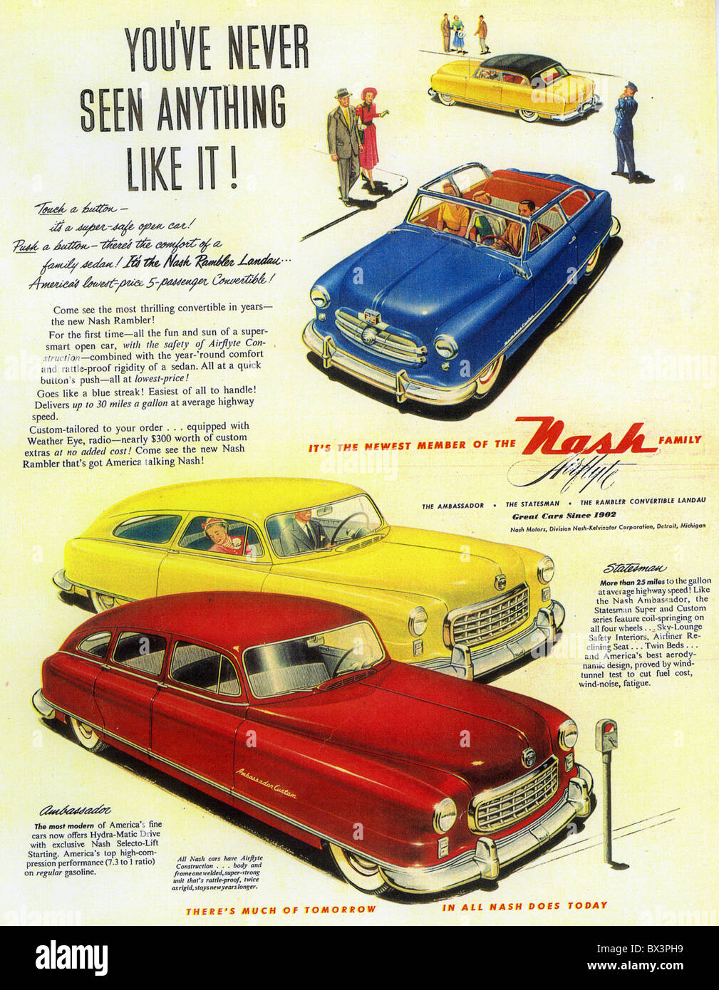 NASH Auto Anzeige über 1951 Stockfoto
