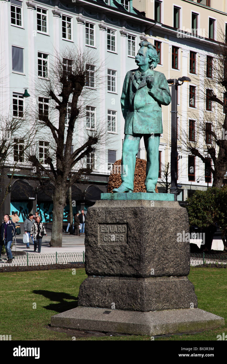 Statue des Komponisten Edvard Hagerup Grieg, Bergen, Norwegen Stockfoto