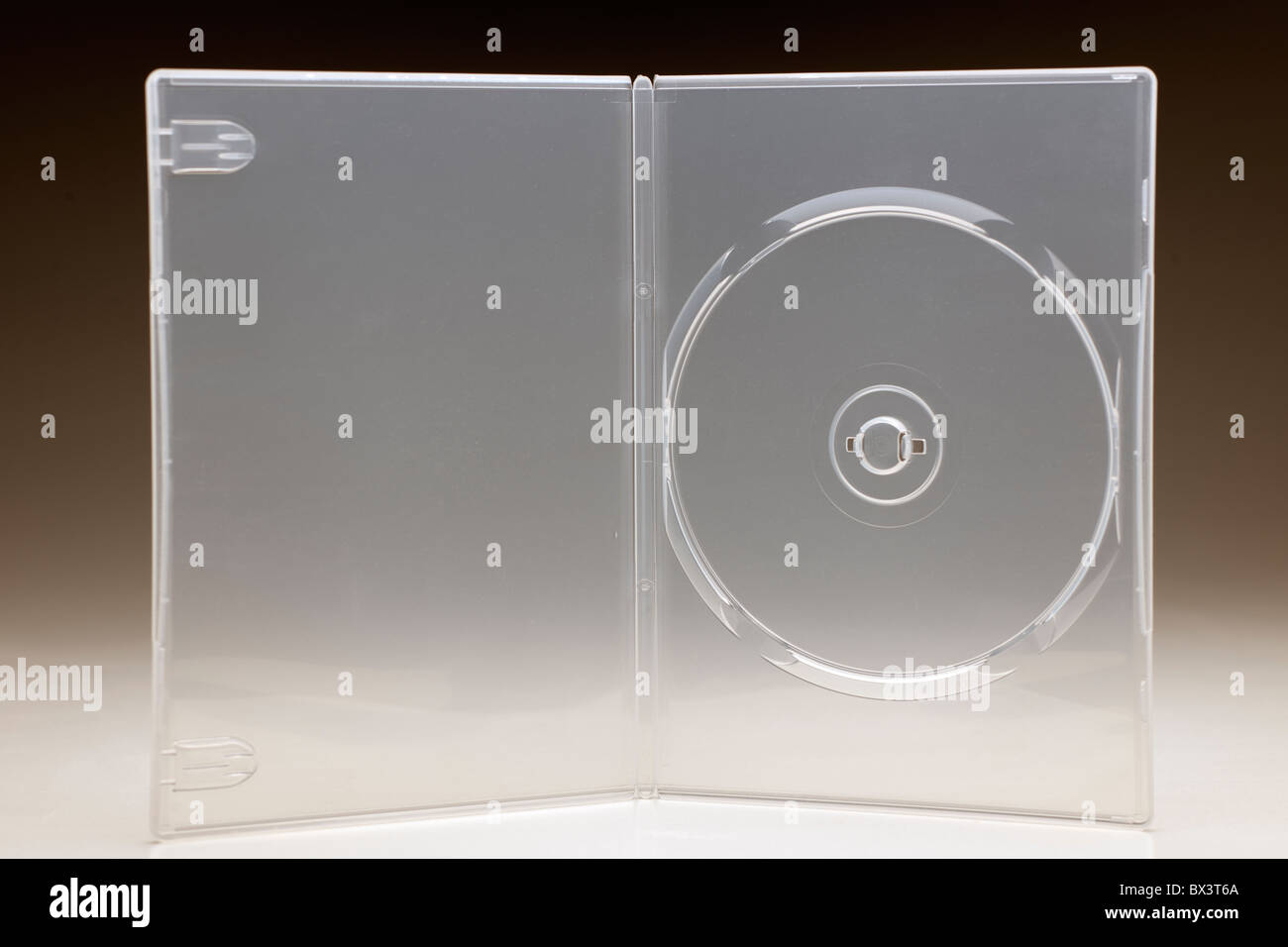 Offenen durchsichtigen Kunststoff leere CD-Hülle. Stockfoto