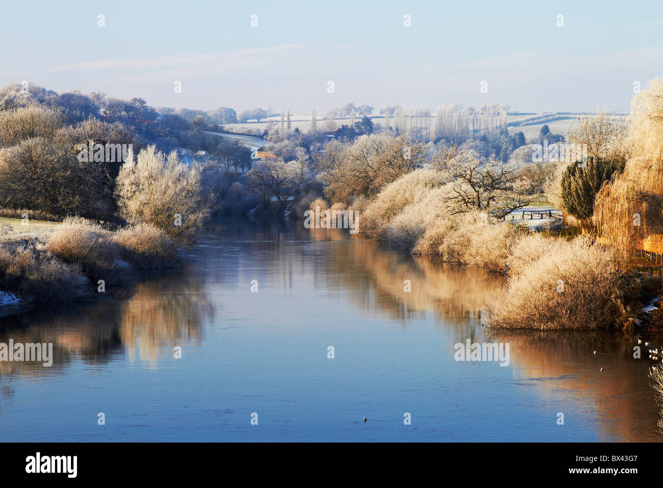 Fluß Severn - Arley im Winter - Worcestershire Stockfoto