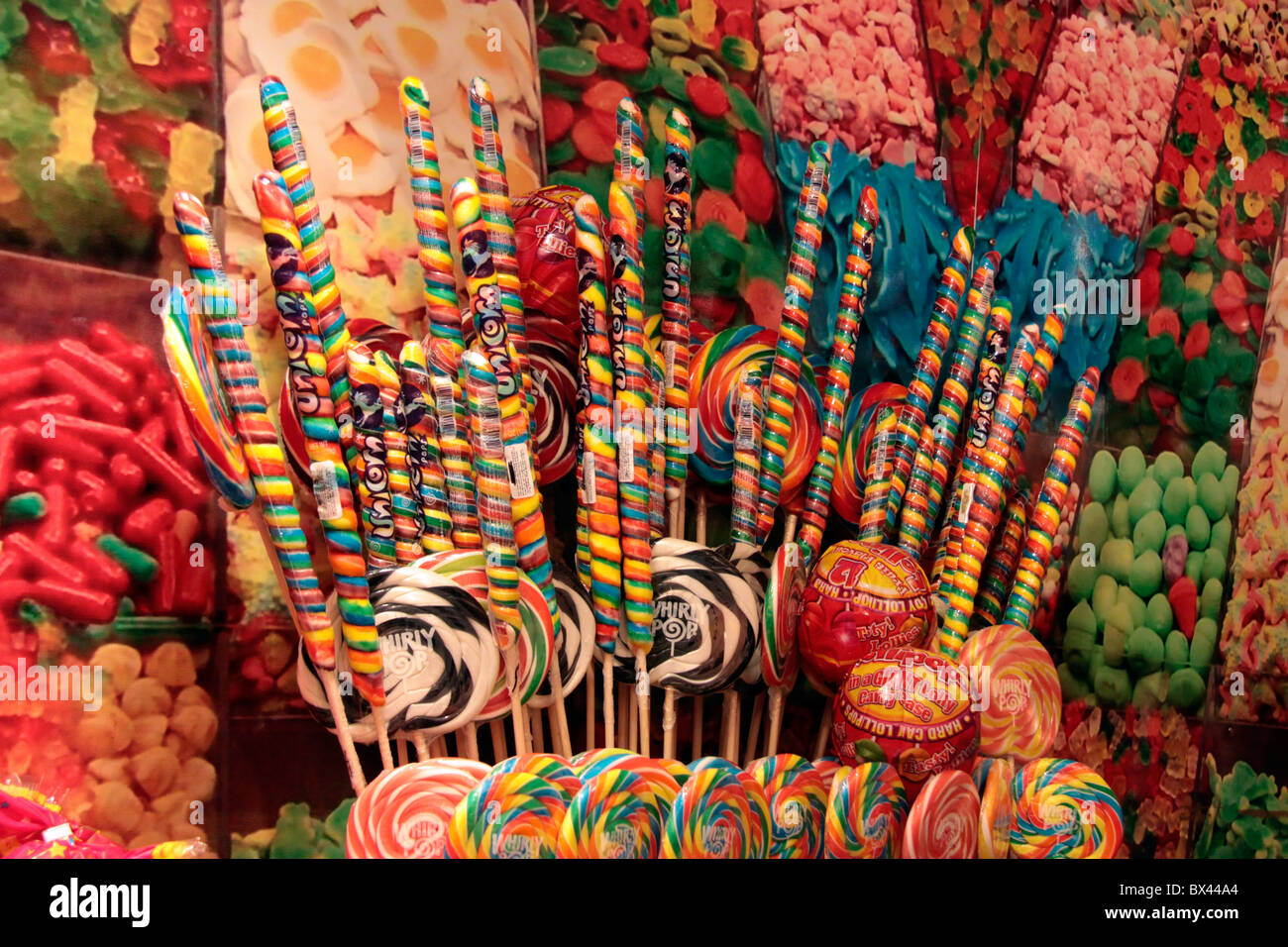 Süßigkeiten zum Verkauf während einer Messe in London Stockfoto
