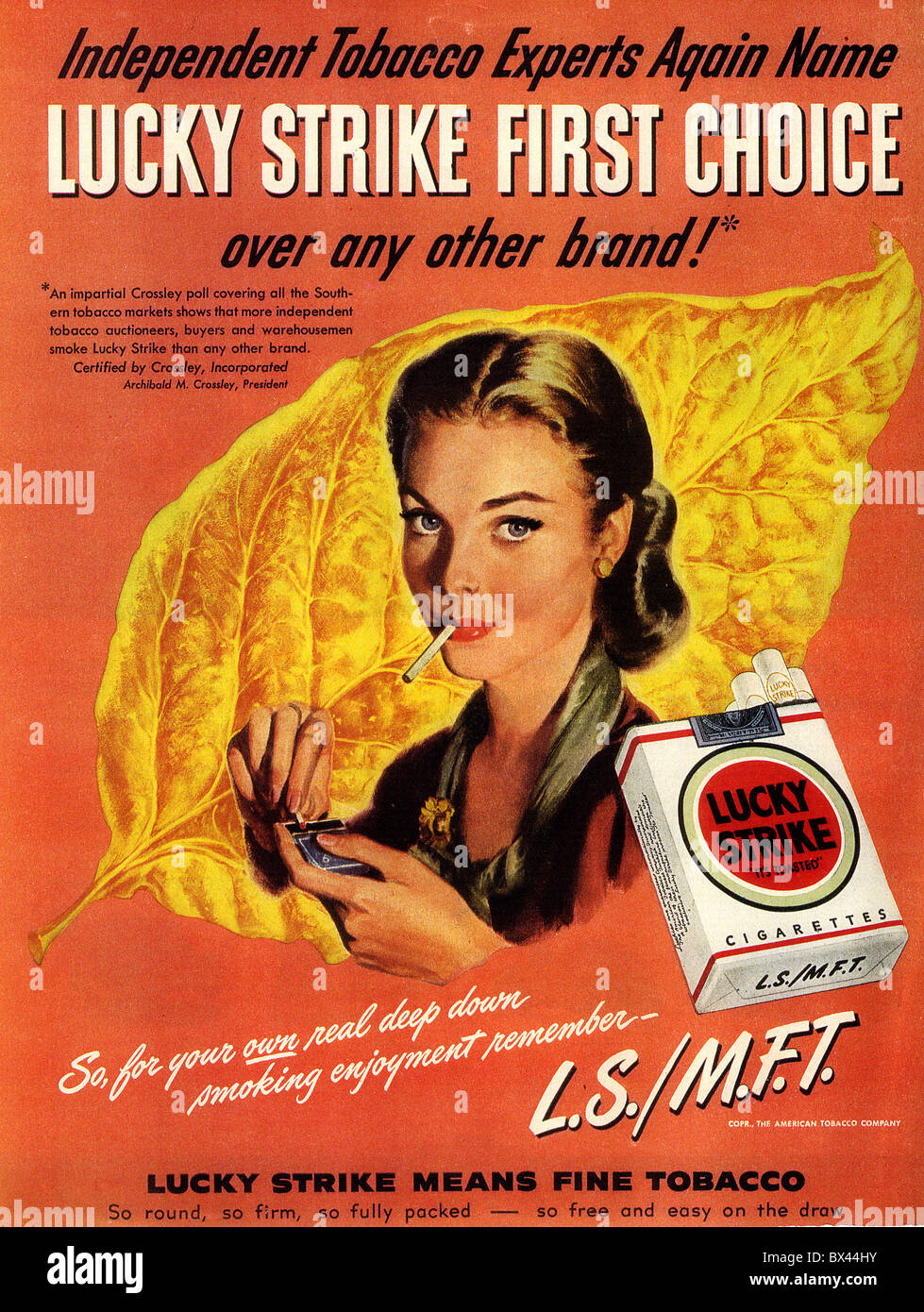 LUCKY STRIKE Anzeige über 1955 Stockfoto