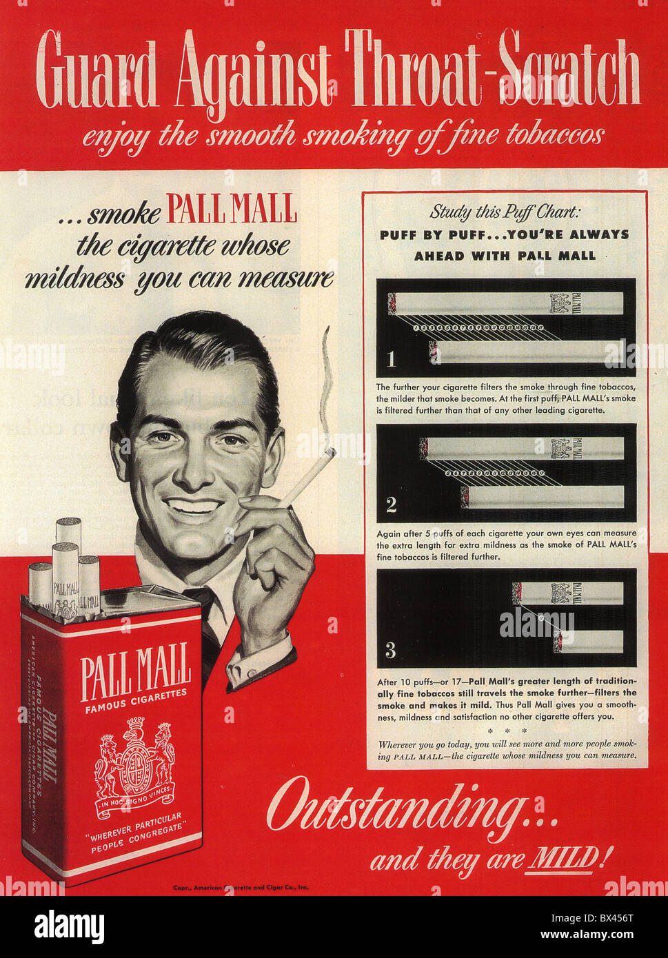 PALL MALL Zigaretten Anzeige über 1958 Stockfoto
