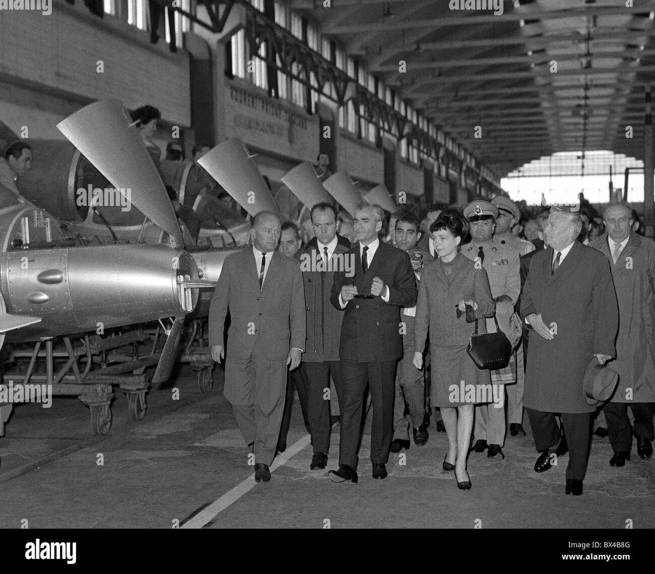 Schah Mohammad Reza Pahlavi, Antonin Novotny, Flugzeuge, Flugzeug, Aero Vodochody Stockfoto