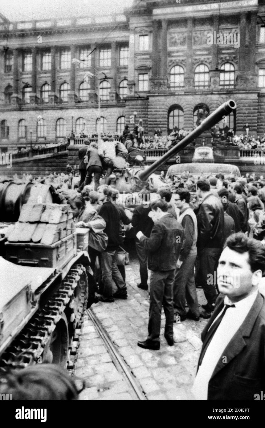 Tank, Protest, Wenzelsplatz Stockfoto
