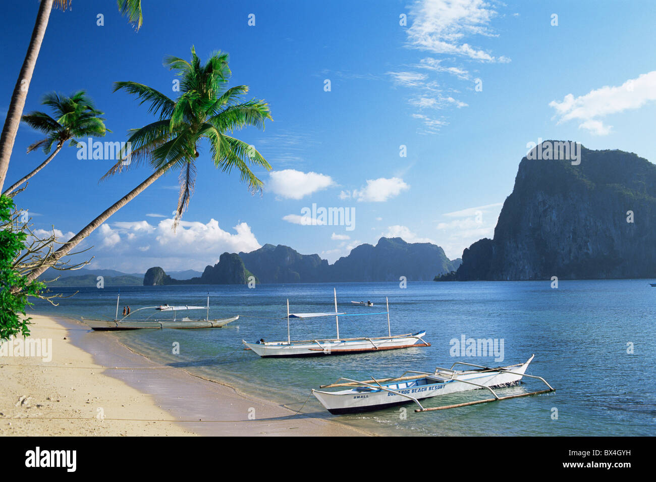 Asien Philippinen Palawan Insel Palawan El Nido Visayan Visayas Inseln Boote Ausleger-Banca Stockfoto