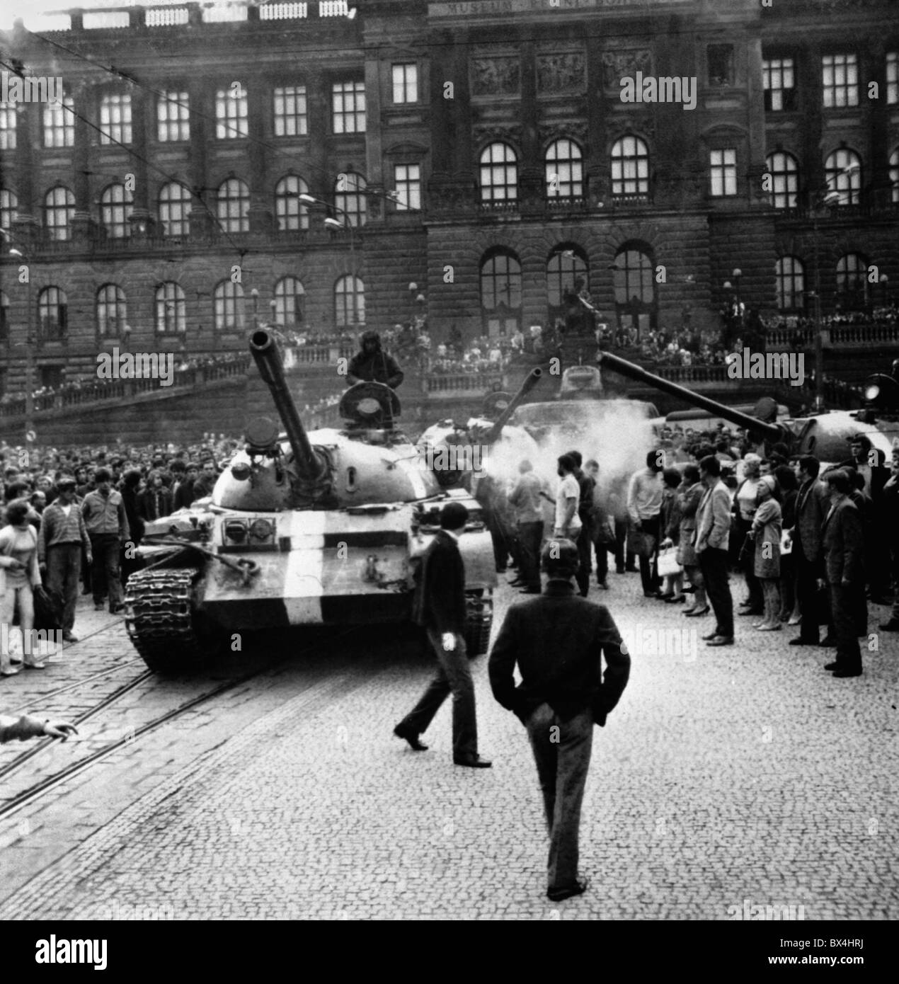 Sowjetische Panzer, Wenzelsplatz, protest Stockfoto