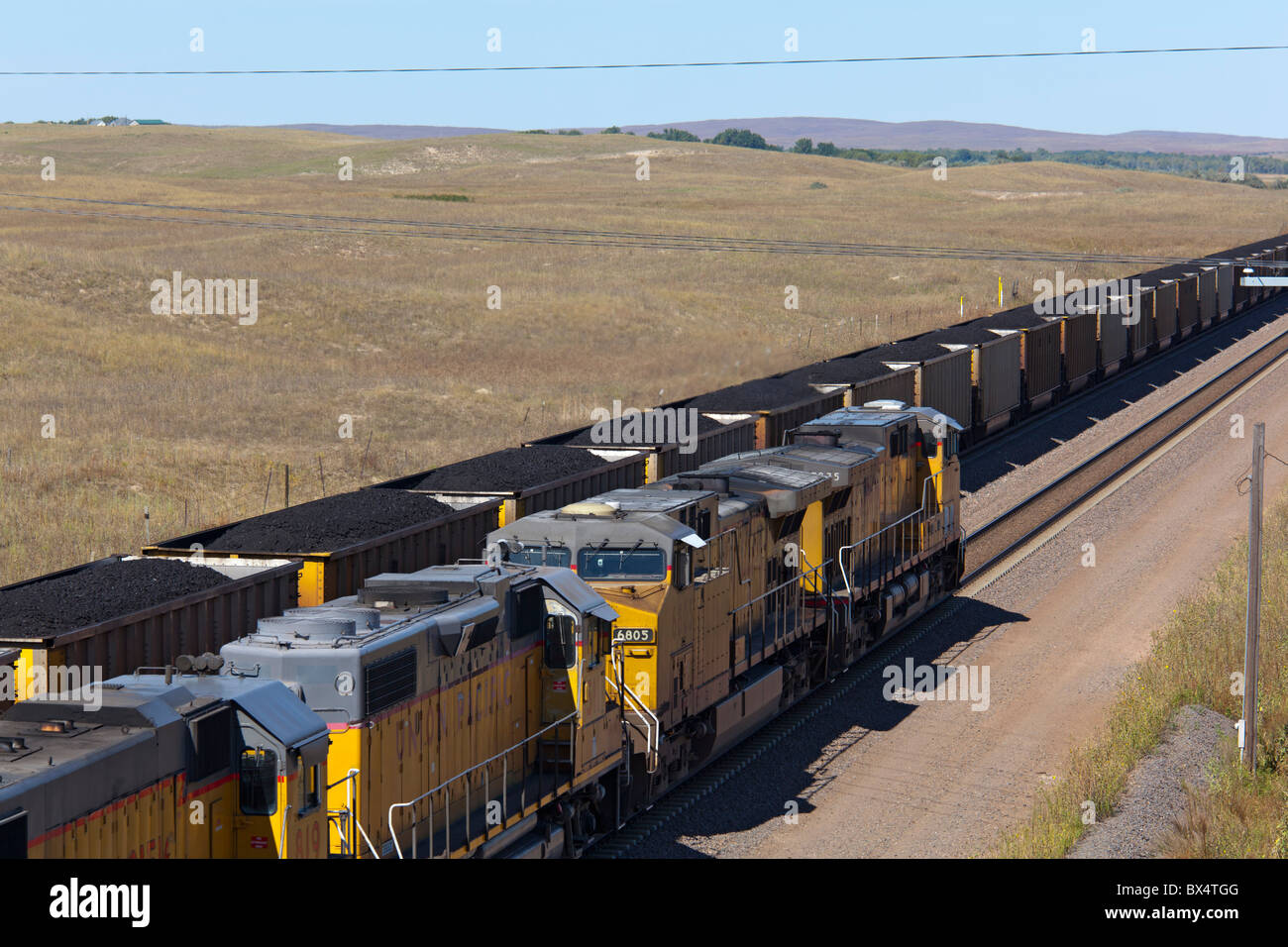 Züge zu schleppen mir Kohle aus Wyoming Stockfoto