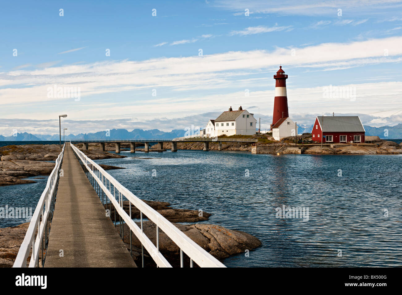 Tranoy Fyr Leuchtturm im Vestfjord, Nord-Norwegen Stockfoto