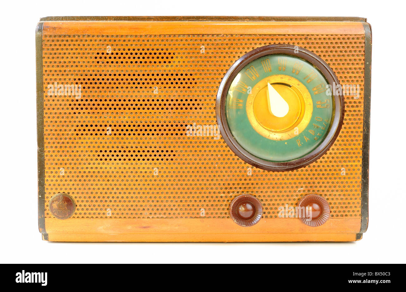 Vintage Radio isoliert auf weiss Stockfoto