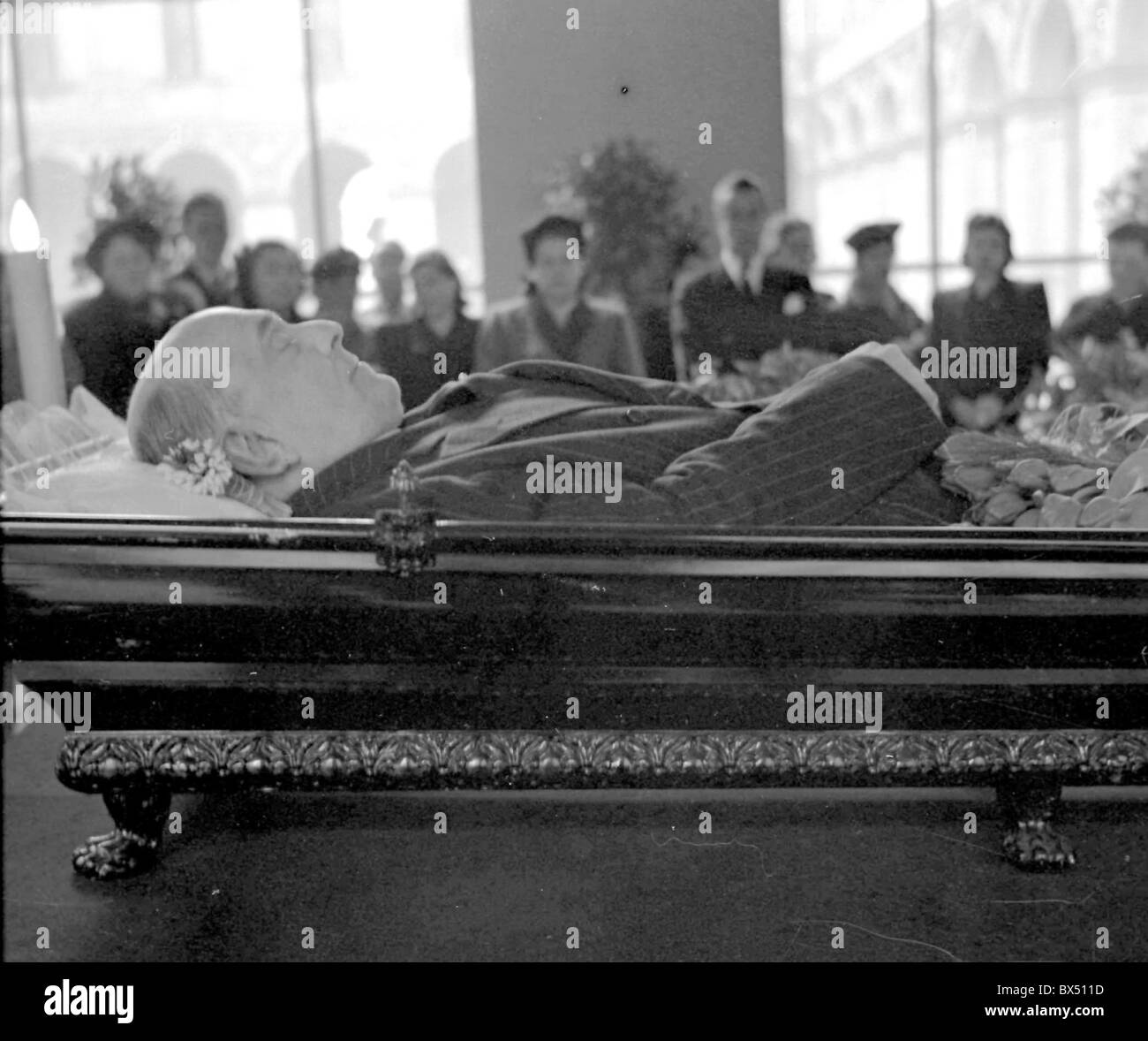 3. März 1948 in Prag. Die Beerdigung von ausländischen Münster Jan Masaryk, die wenige Tage zuvor auf mysteriöse Weise gestorben. Die Kommunisten Stockfoto