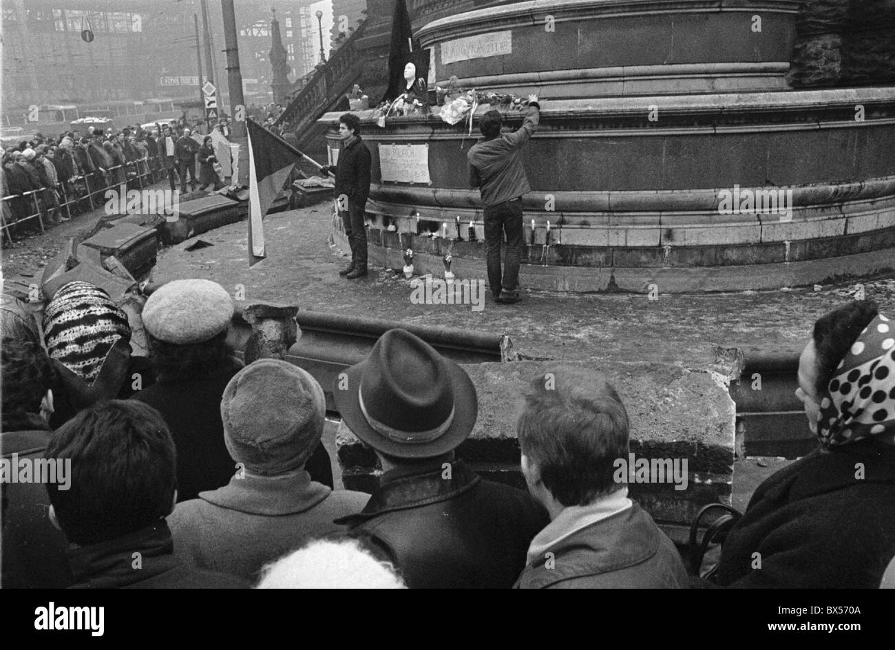 Jan Palach, hunger Streik, Nationalmuseum, Wenzelsplatz, Prag Stockfoto